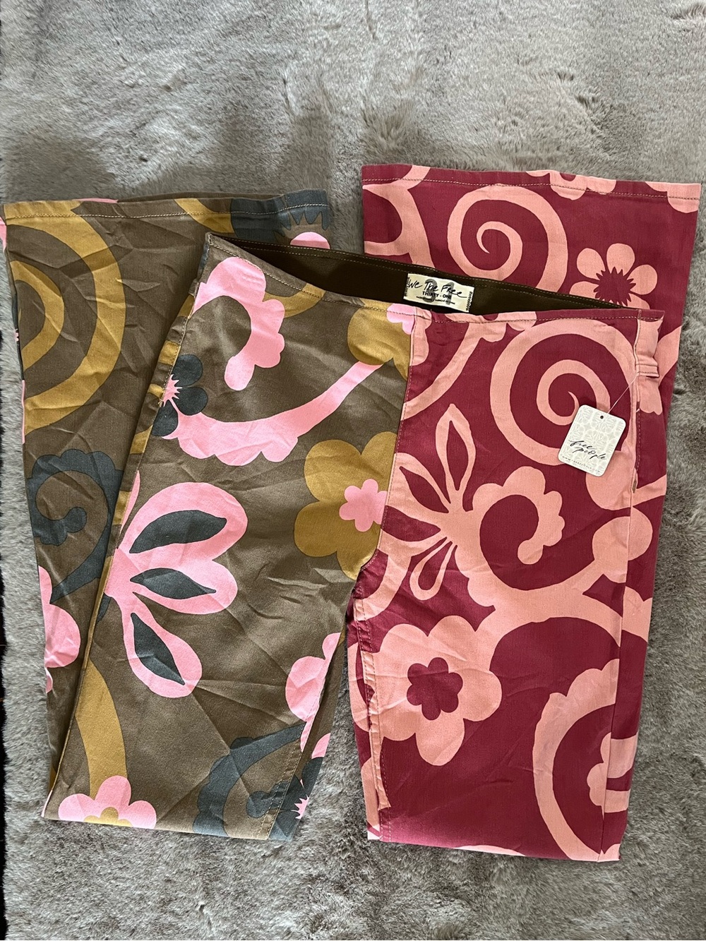 NWT Free People Printed Penny Pull-On Flare Jeans Bright Combo Flowers OB914506